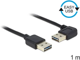 DeLOCK EASY-USB 2.0 Kabel, USB-A 90° horizontal gewinkelt [Stecker] auf USB-A [Stecker], 1m (83464)