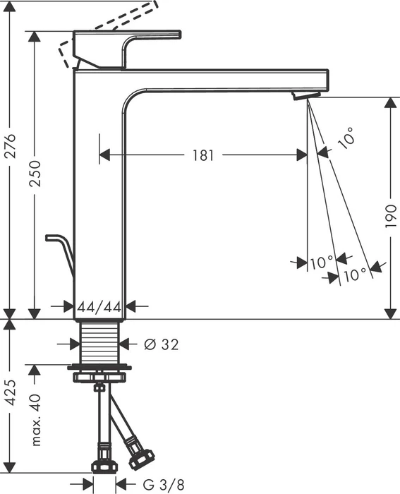 Hansgrohe Vernis Shape 190 Waschbeckenarmatur mit Ablauffernbedienung mattschwarz