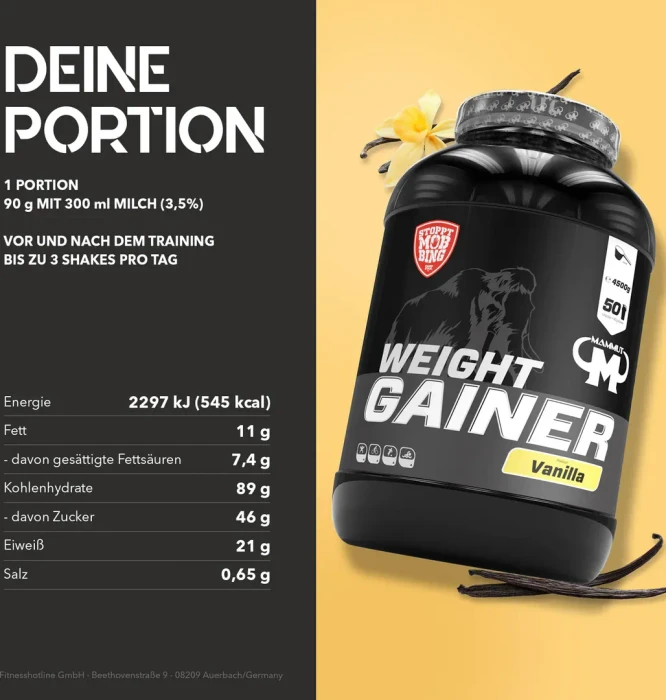 Mammut Nutrition Weight Gainer Crash 5000 Vanille 4.5kg