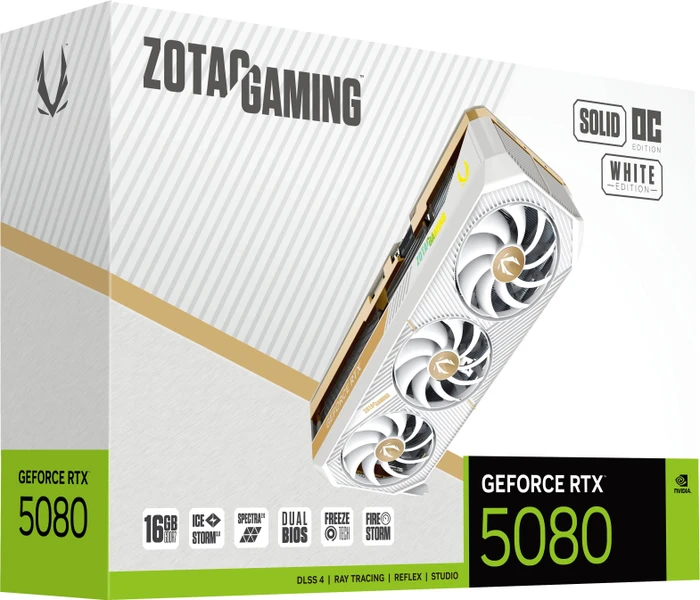 Zotac Gaming GeForce RTX 5080 SOLID OC White Edition, 16GB GDDR7, HDMI, 3x DP