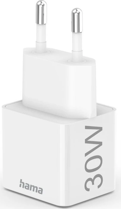 Hama Schnellladegerät USB-C PD/Qualcomm GaN Mini-Ladegerät 30W weiß