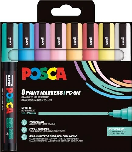 Uni-Ball POSCA PC-5M Acrylmarker Basisfarben sortiert, 8er-Set