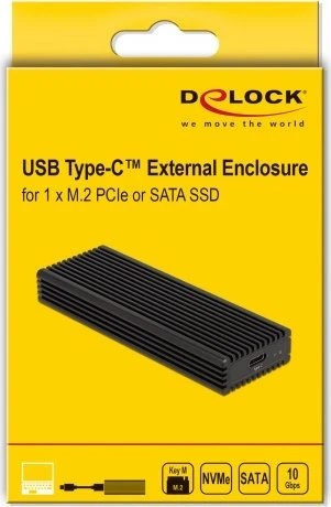 DeLOCK External Combo Enclosure M.2 for NVMe PCIe or SATA SSD, USB-C 3.1