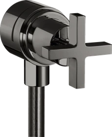 Hansgrohe Axor Citterio Wandanschluss Stop mit Rückflussverhinderer, Absperrventil und Kreuzgriff polished black chrome