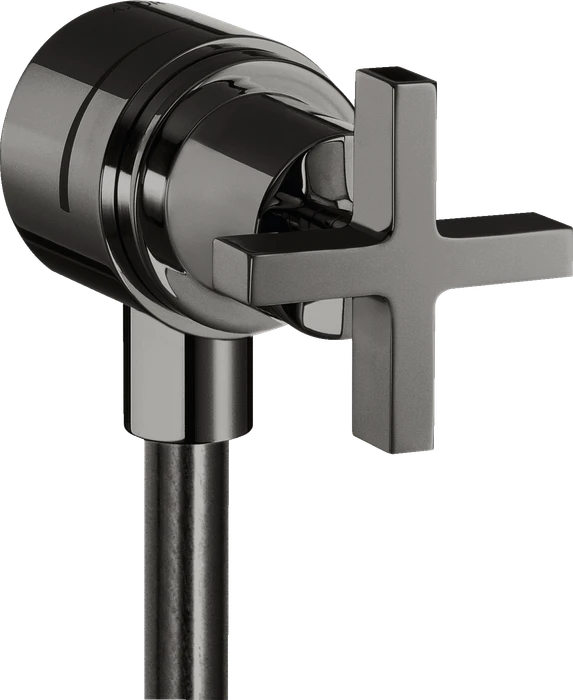Hansgrohe Axor Citterio Wandanschluss Stop mit Rückflussverhinderer, Absperrventil und Kreuzgriff polished black chrome