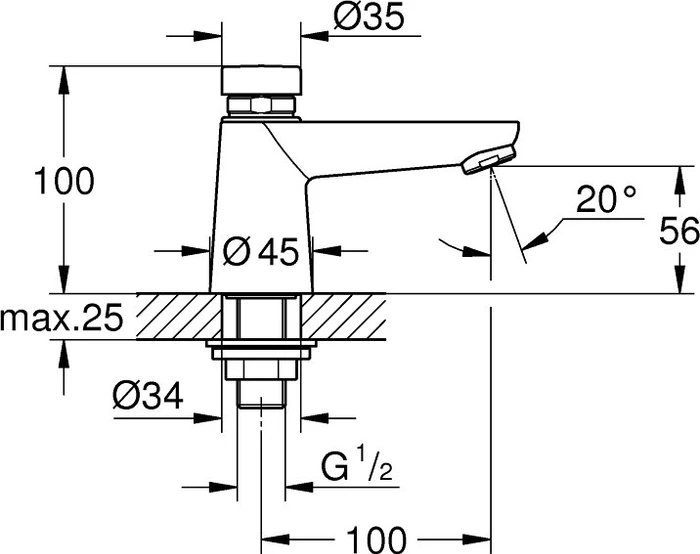 Grohe Euroeco Cosmopolitan T Standventil 1/2" chrom