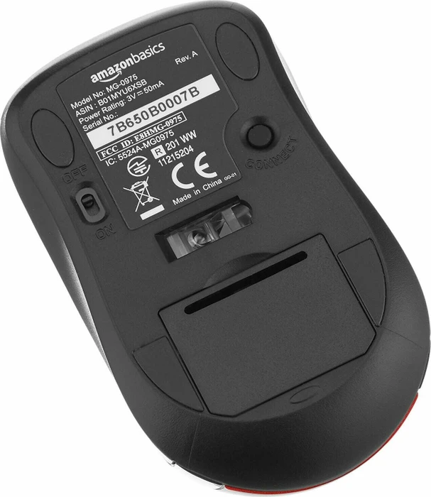 AmazonBasics Kabellose Maus rot, USB