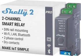 Shelly Pro 2, 2-Kanal, 1TE REG, Schaltaktor