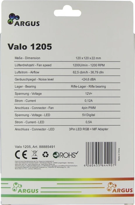 Inter-Tech Argus Valo 1205 RGB, 120mm