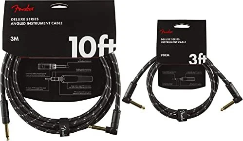 Fender Deluxe Series Instrument Cable Black Tweed Angled 3.0m