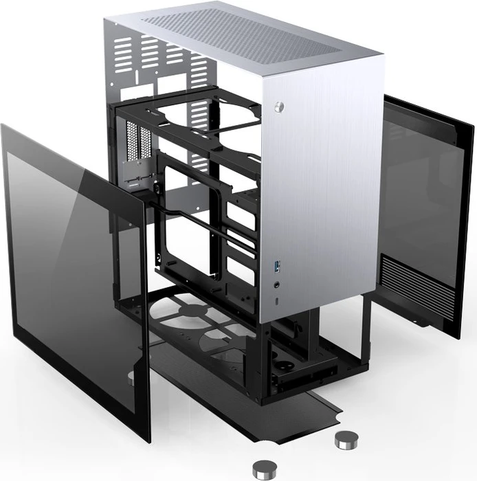 Jonsbo V10, silber, Glasfenster, Mini-ITX