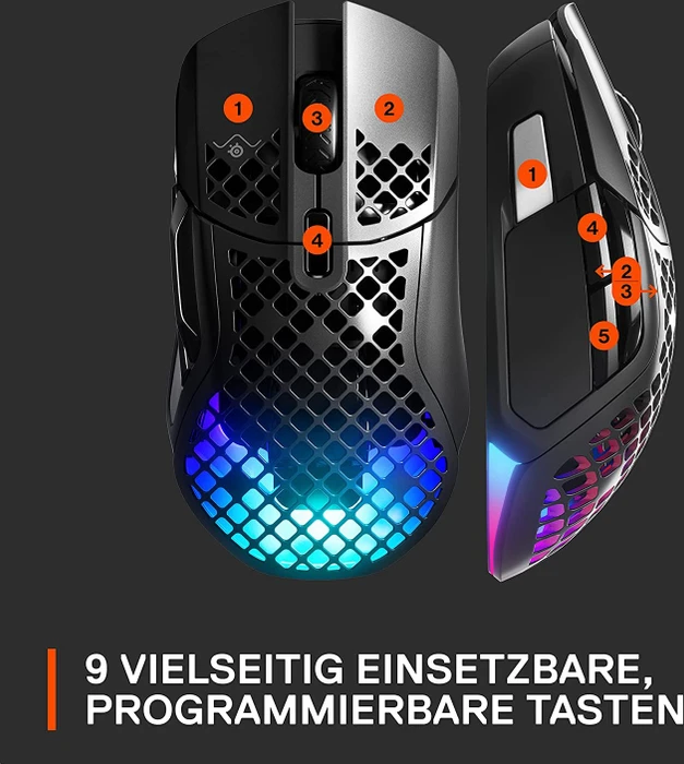 SteelSeries Aerox 5 Wireless schwarz, USB/Bluetooth