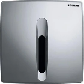 Geberit Basic Urinalsteuerung mit elektronischer Spülauslösung, Netzbetrieb, Abdeckplatte, eckig, aus Kunststoff, chrom matt