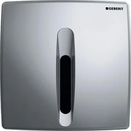 Geberit Basic Urinalsteuerung mit elektronischer Spülauslösung, Netzbetrieb, Abdeckplatte, eckig, aus Kunststoff, chrom matt