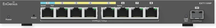 EnGenius Cloud Switch Series EXT Desktop Gigabit Smart Switch, 8x RJ-45, 1x SFP, 60W PoE++ PD