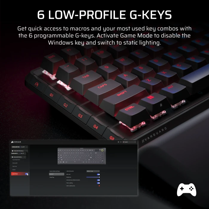 Corsair Vanguard PRO 96 Hall Effect, schwarz, LEDs RGB, Corsair MGX Hyperdrive, USB, DE