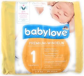 Babylove Premium Gr.1 newborn Einwegwindel, 2-5kg, 28 Stück