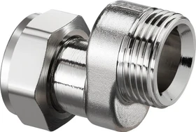Oventrop Ausgleichsverschraubung für unteren Anschluss, G ¾ ÜM x G ¾ AG, Ausgleich Achsabstand: 11,5 mm, Länge: 43 mm