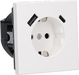 Jung Serie LS SCHUKO-Steckdose mit USB-Ladegerät Safety+, schneeweiß matt