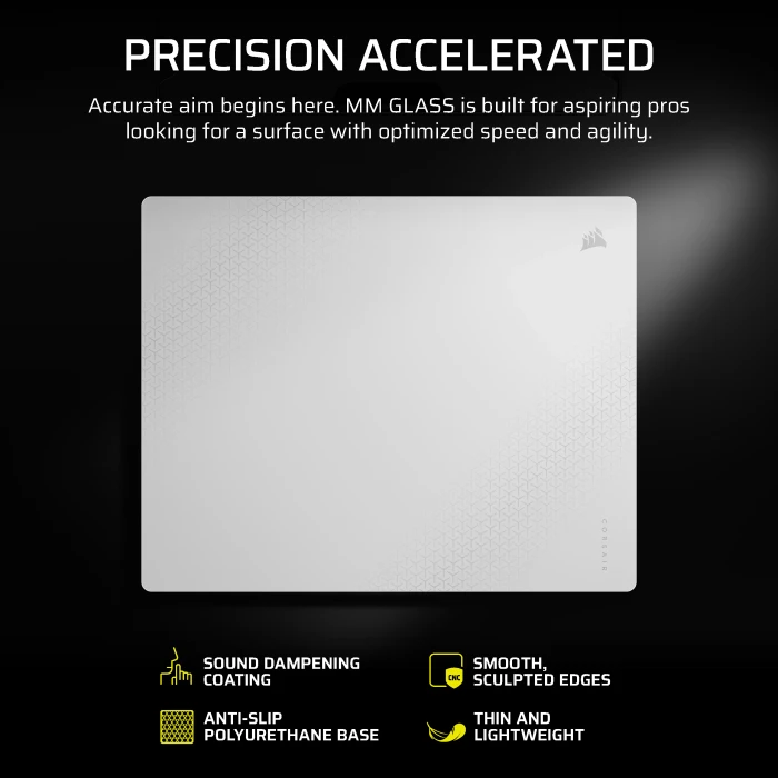 Corsair MM Glass Precision Gaming Mouse Pad - Large 450x400mm, grau