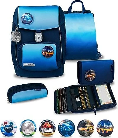 Belmil Comfy Plus Blue Navy Schultaschen-Set, 4-tlg.