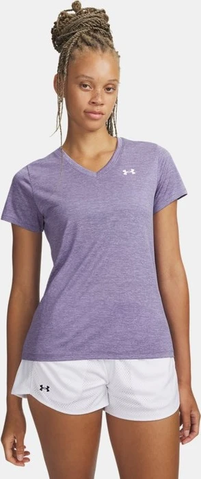 Under Armour Tech V Twist Funktionsshirt kurzarm purple luxe/white (Damen)