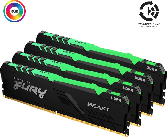 Kingston FURY Beast RGB UDIMM 32GB Kit, DDR4-3600, CL17-21-21, 1RX8