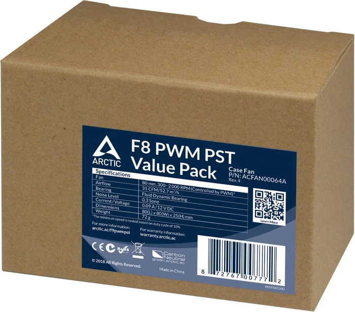 ARCTIC F8 PWM PST, 80mm, 5er-Pack