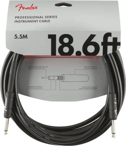 Fender Professional Series Instrument Cable Black Straight 5.5m