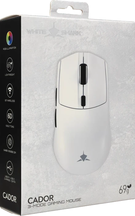 White Shark Cador Wireless Gaming Mouse, weiß, USB/Bluetooth