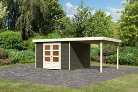 Karibu Askola 6 Gartenhaus inkl. Anbau 2.4m terragrau
