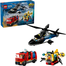 LEGO City - Kombinationsset mit Hubschrauber, Löschauto und U-Boot