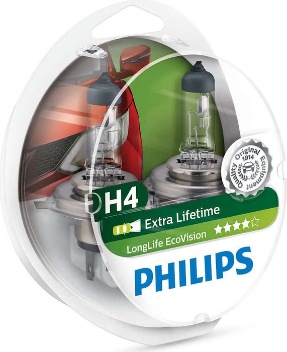 Philips LongLife EcoVision H4 60/55W, 2er-Pack Box