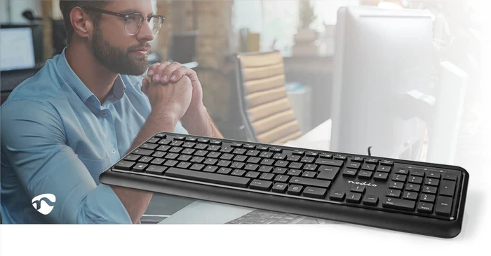 Nedis Multimedia Tastatur, schwarz, USB, FR