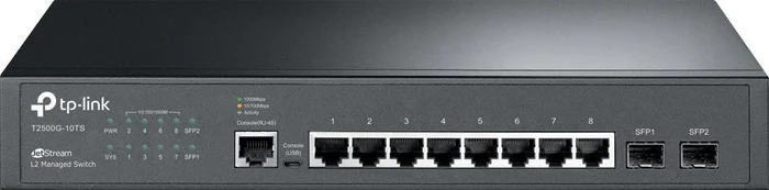 TP-Link T2500G JetStream Desktop Gigabit Managed Switch, 8x RJ-45, 2x SFP (T2500G-10TS (TL-SG3210))