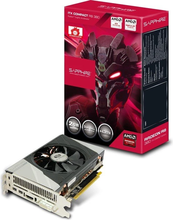 Sapphire Radeon R9 380 ITX Compact, 2GB GDDR5, DVI, HDMI, 2x mDP, lite retail