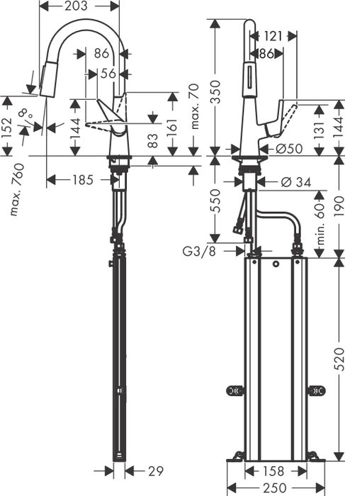 Hansgrohe Talis M51 160 2jet ausziehbar mit Schlauchbox chrom