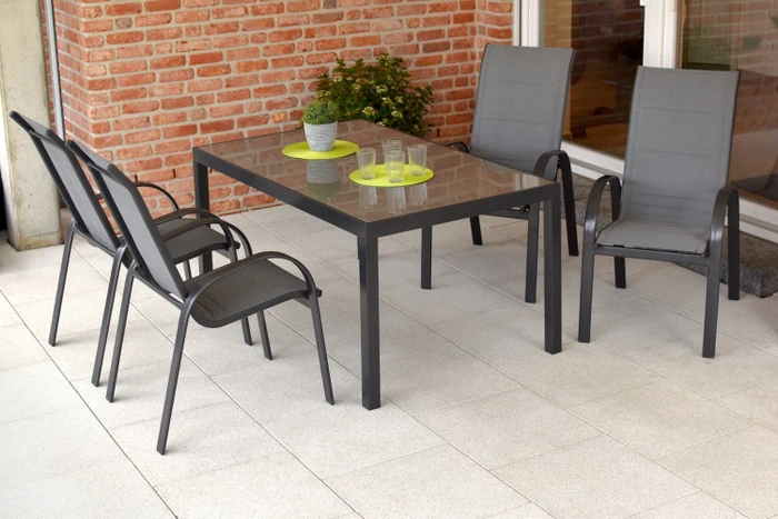 Gartenmöbel-Set grau, 5-tlg.