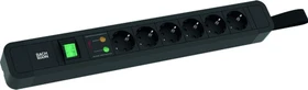 Bachmann Primo 2, 6-fach, mit Schlaufe, Schalter, Überspannungsschutz, 2m, schwarz