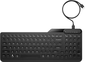 HP 400 Backlit Wired Keyboard, Jet Black, LEDs weiß, USB, DE (7N7C0AA#ABD)