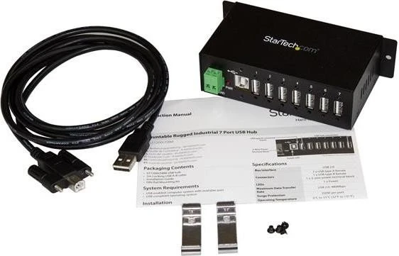 StarTech Industrial Railmount USB-Hub, 7x USB-A 2.0, USB-B 2.0 [Buchse]