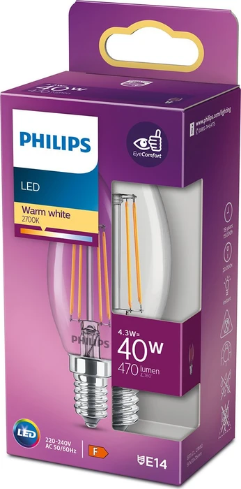Philips Classic Kerze ND E14 4.3-40W/827 B35 CL