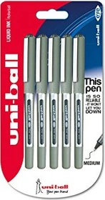 Uni-Ball Eye Fine UB-157 Tintenroller (Mine) schwarz/transparent, 5er-Pack