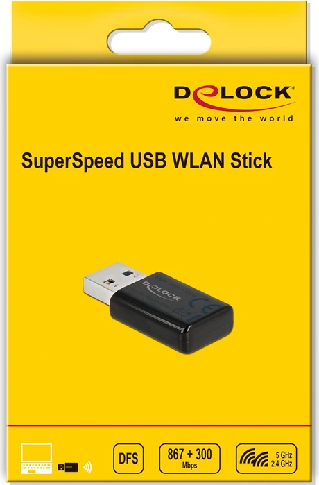 DeLOCK USB 3.0 DualBand Micro Stick, schwarz, 2.4GHz/5GHz WLAN, USB-A 3.0 [Stecker]