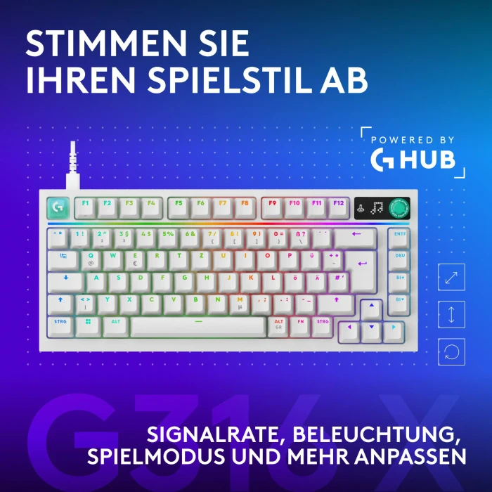 Logitech G316 X 75, weiß, Tactile Switch, USB, FR