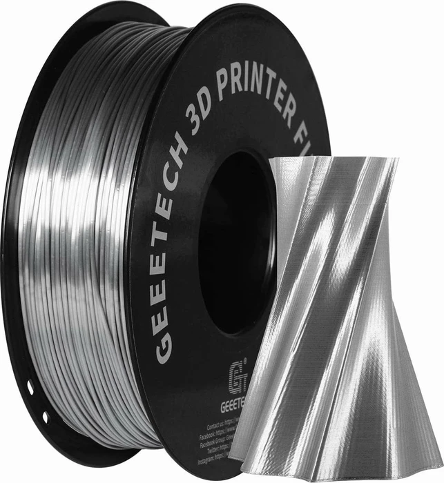 Geeetech PLA Silk, silber, Spule, 1.75mm, 1.00kg