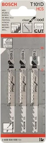 Bosch Professional T101D HCS Clean for Wood Stichsägeblatt, 100mm, 3 Stück