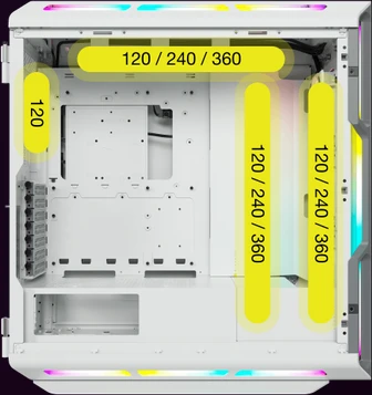 Corsair iCue 5000T RGB TG, weiß, Glasfenster