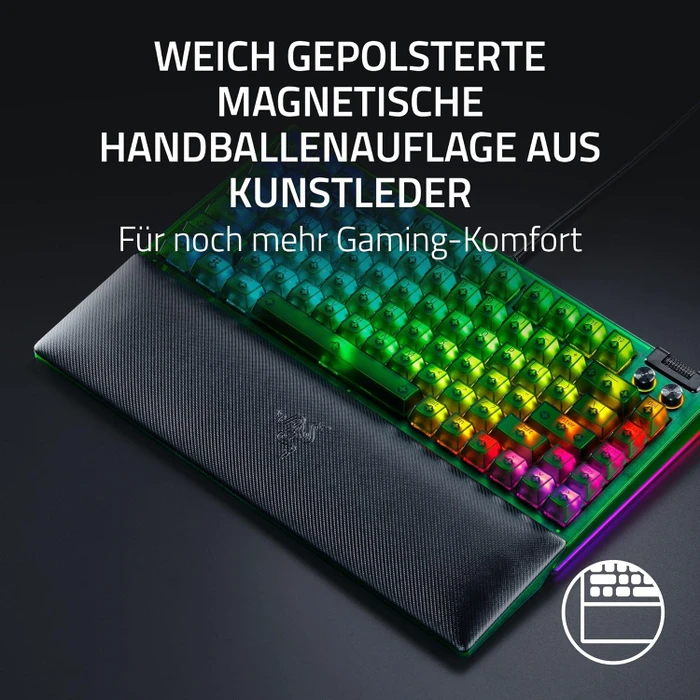Razer BlackWidow V4 75%, Phantom Green - 20th Anniversary Edition, hot-swap, Razer ORANGE Tactile Gen-3, USB/Bluetooth, US