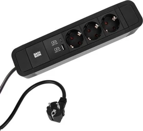 Bachmann Primo 2, 3-fach, 1x USB-A/1x USB-C, 2m, schwarz